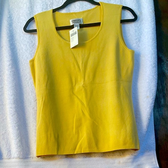Chico’s Design Apparel Lucie 3 Sleeveless Knit Raffia Yellow; NWT; M/8 - Picture 3 of 10